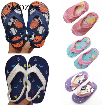 Children Flip Flops Shoes Cartoon Summer EVA Soft Sole Indoor Bathing Anti Fall Girls and Boys Sandals Beach and Pool Slippers