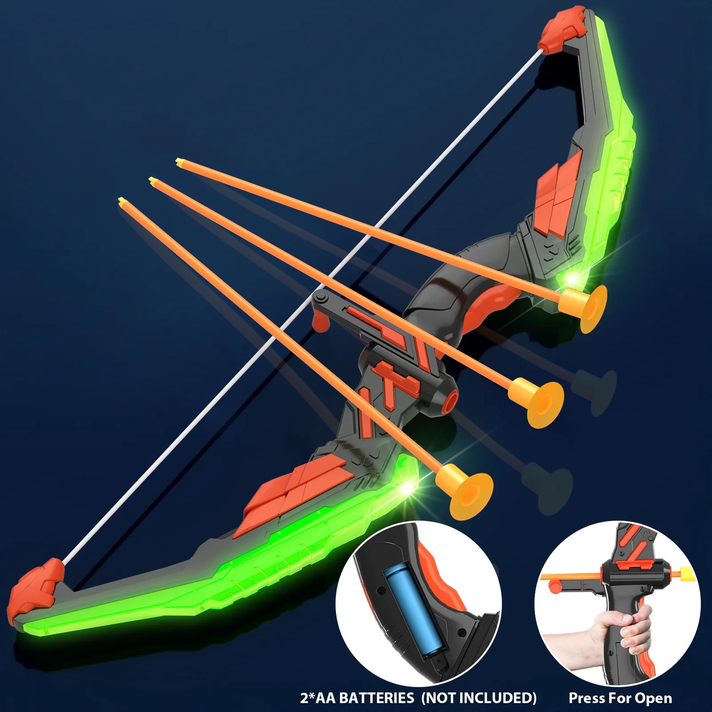 Bow and Arrow Set for Kids with LED Lights-Archery Set with 12 Suction Cup Arrows, Quivers & Standing Target, Outdoor Toys for Kids Boys & Girls Ages 3-12 Years Old
