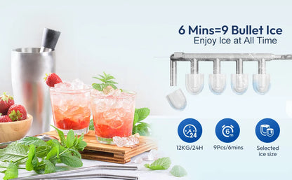 Loefme Electric Ice Maker Professional Ice Cube Maker Portable Automatic Cleaning Bullet Round Ice Block Making Machine Home Bar