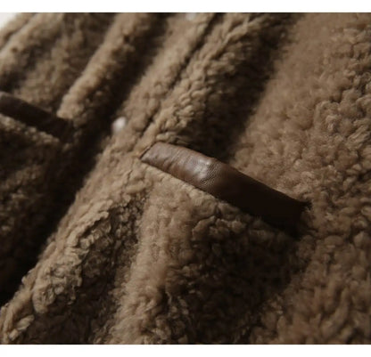 Women Autumn Winter New Outerwear Warm Particle Plush Short Jacket Fur Integrated Lamb Wool Trend Coats