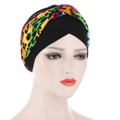 Trendy Print Women Muslim Hijab Caps Wrap Head Indian Turban Bonnet Fashion Headdress Islamic Clothing Accessories