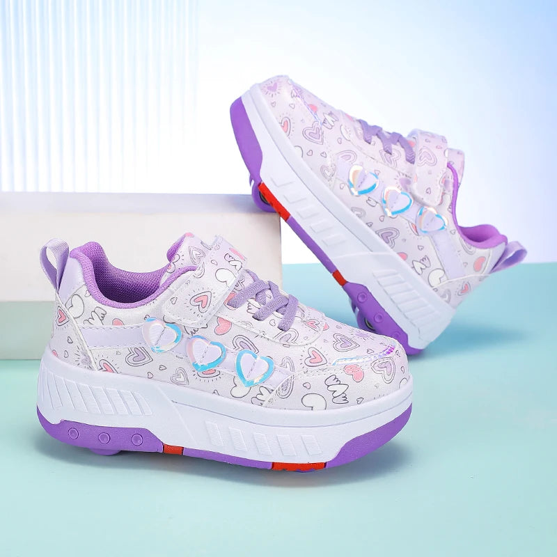 Roller Skate Shoes Kids Sneakers With Wheels Children Roller Skates Fashion Outdoor Sports Shoes Girls Boys Gifts Breathable New