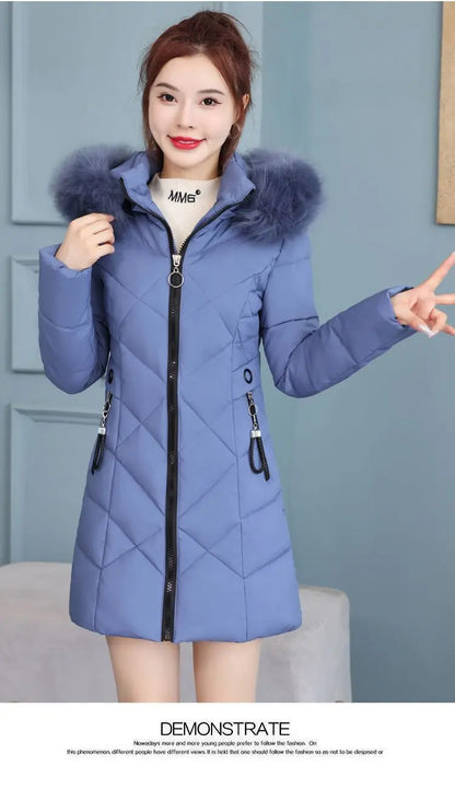 Winter New Fashion Long Cotton-padded Coat Womens Casual Hooded Parkas Womens Winter Jacket Coat Down Jacket Female