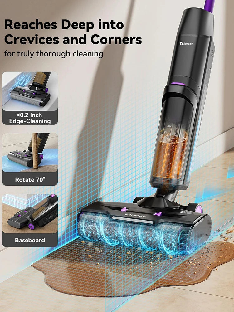 Redroad H15 Wet Dry Vacuum Cleaner 20000Pa,35Mins Runtime Cordless Vacuum Cleaner, Cordless Vacuum and Mop All in One,Self-Cleaning for Hard Floors Sticky Messes and Pet Hair