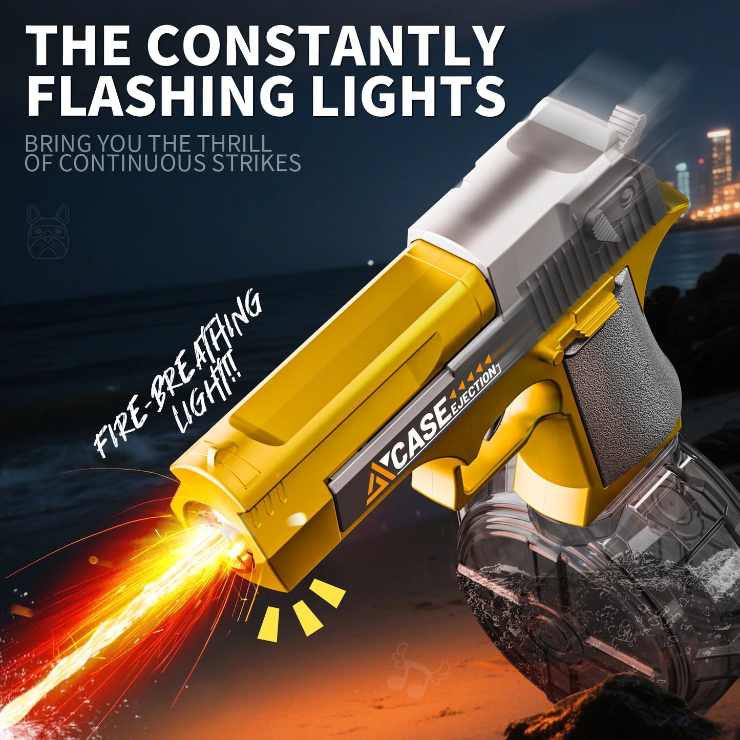 New Electric Water Gun With light Sprays Flame Effect Fully Automatic Shooting Toy Outdoor Beach Water Gun Toy Children Gift