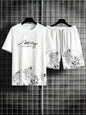Summer Casual Men's T-Shirt and Shorts Set 2026 Sportswear Set Plus Size Short-Sleeve T-Shirt Drawstring Pocket Shorts Set