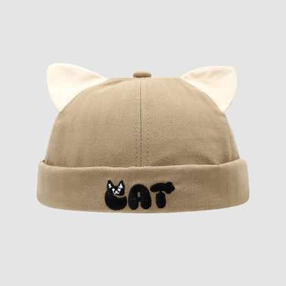 Cute Cat Ear Baby Docker Hat Cartoon Solid Color Toddler Brimless Cap Boy Girl Beanies Summer Cotton Kids Melon Landlord Hats