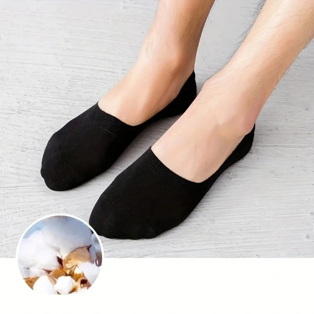 6 Pairs/Lot Men's Bamboo Breathable Invisible Socks Low Cut Casual Cotton Boat Non-Slip No Show High Quality Sock