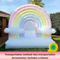 Pastel Macaron Inflatable Bouncer with Water Slide and Ball Pit PVC Wet Dry Bouncy Castle with Basketball Hoop for Kids Party