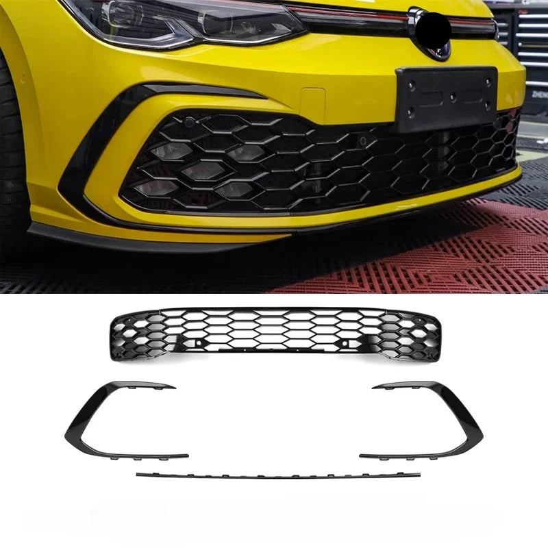 GTI style car accessories body kit Front Bumper Grill decoration sports version front grille fog lamp For vw golf 8 mk8 R-Line
