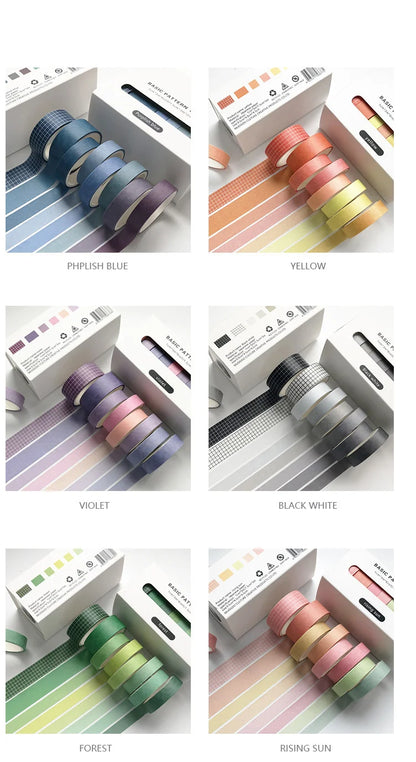 JIANWU 8pcs/set Retro Solid Color Basic Decoration Washi Tape Set DIY Scrapbook Cute Sticker Kawaii Masking Tape School Supplies