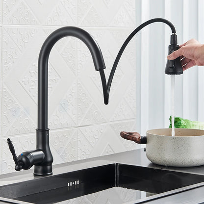 Rozin Antique Brass Kitchen Faucet Pull Out Spout Kitchen Faucets Black Single Hole Swivel Hot Cold Water Kitchen Mixer Tap