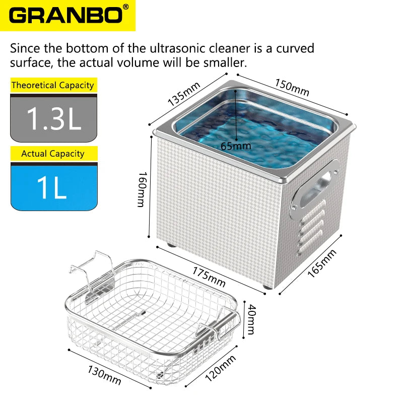 Ultrasonic Cleaner Glass Jewelry Watch Tools 1L 40KHz Ultrasonic Cleaning Machine 60W 120W Ultrasound Bath Degas Semiwave