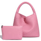 Woven Tote Bag for Women Large Woven Handbag Soft Leather Shoulder Bag Work Shopper Summer Beach Travel Tote Bag with Purse