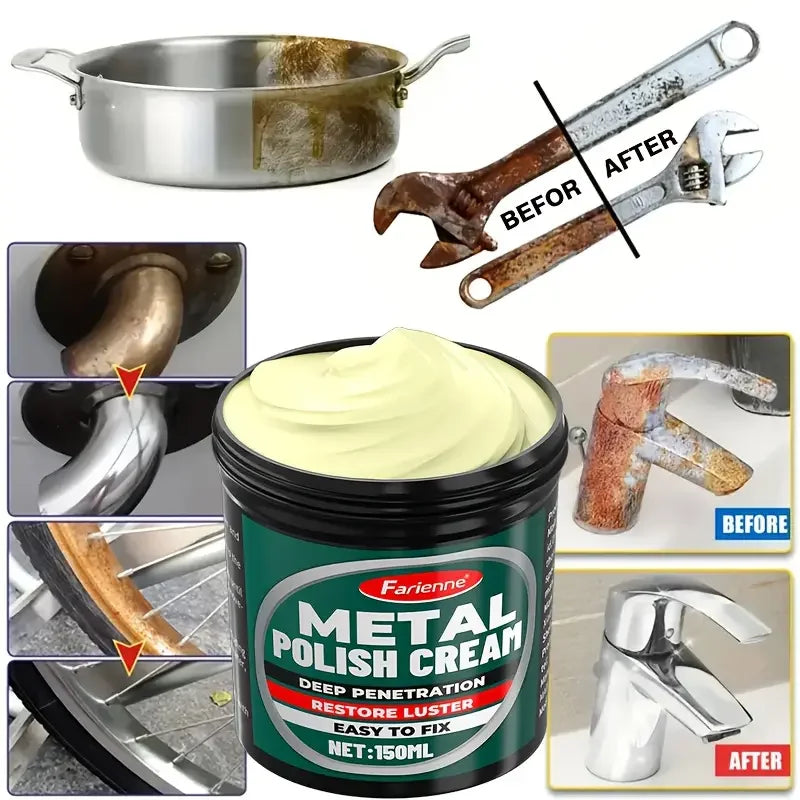 Multi-functional Metal Polishing Paste - Quick Chrome Repair, Shine Restoration and Rust Remover - Suitable for Cars and Motorcy