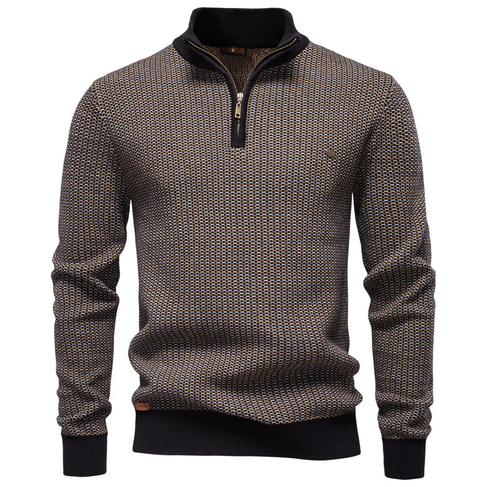 European New Fashion Autumn Winter Men's Thicken Casual Trendy Half Zipper Knitted Pullovers Male Simple Wool Sweaters Clothes