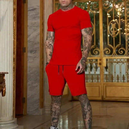 Fashionable and Casual Summer Outdoor Sports Suit Men's Breathable T-Shirt Shorts Casual and Fashionable Two-Piece Set Tracksuit