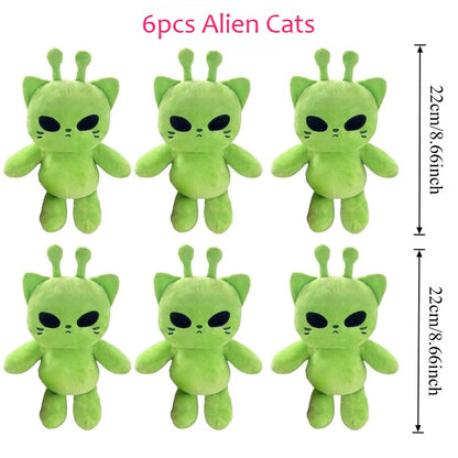 Cute Alien Cat Plush Toy Green Kitten Soft Plushie Dolls Kawaii Anime Stuffed Animal Pillow Home Decor Couple Gifts for Friends