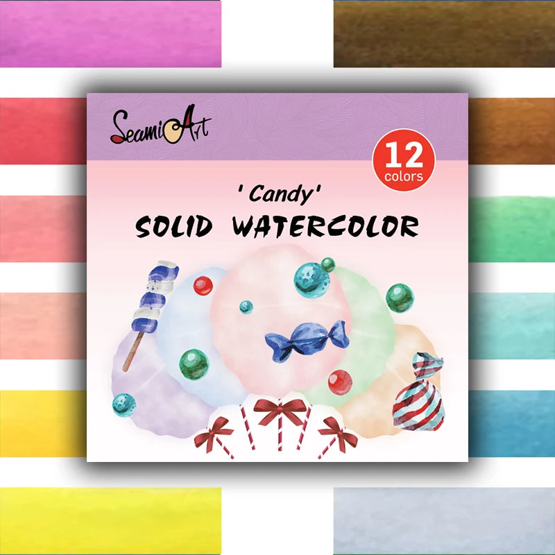 SeamiArt 12Color Skin/Ocean/Candy/Morandi Solid Watercolor Set Simple Package for Painting Art Supplies