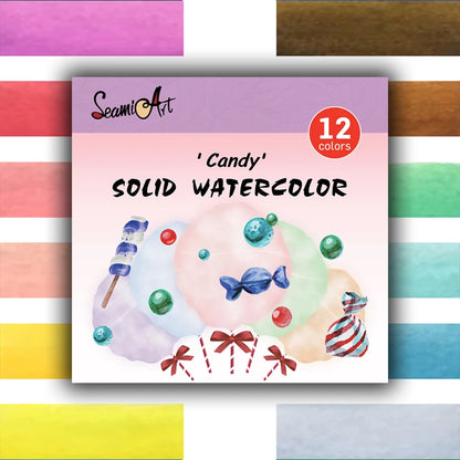 SeamiArt 12Color Skin/Ocean/Candy/Morandi Solid Watercolor Set Simple Package for Painting Art Supplies