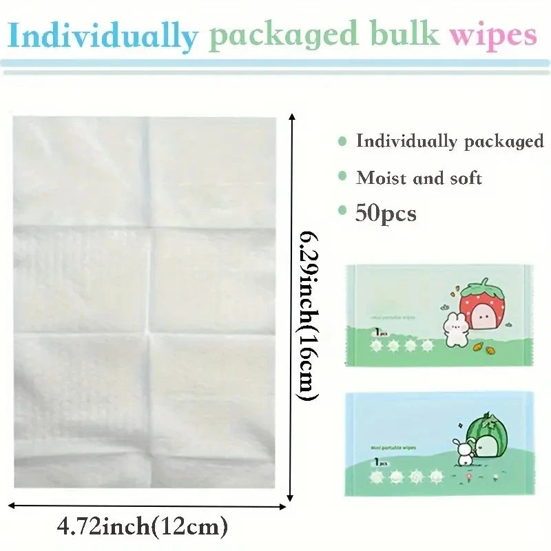 100/200 Portable Travel Wipes - Made of Non-Woven Fabric, a Must-Have for Camping and Outdoor Hygiene, Featuring Cartoon Designs and a Tissue Box, Suitable for Hiking, Picnics, and Travel, with Fun Packaging and Safe Packagin