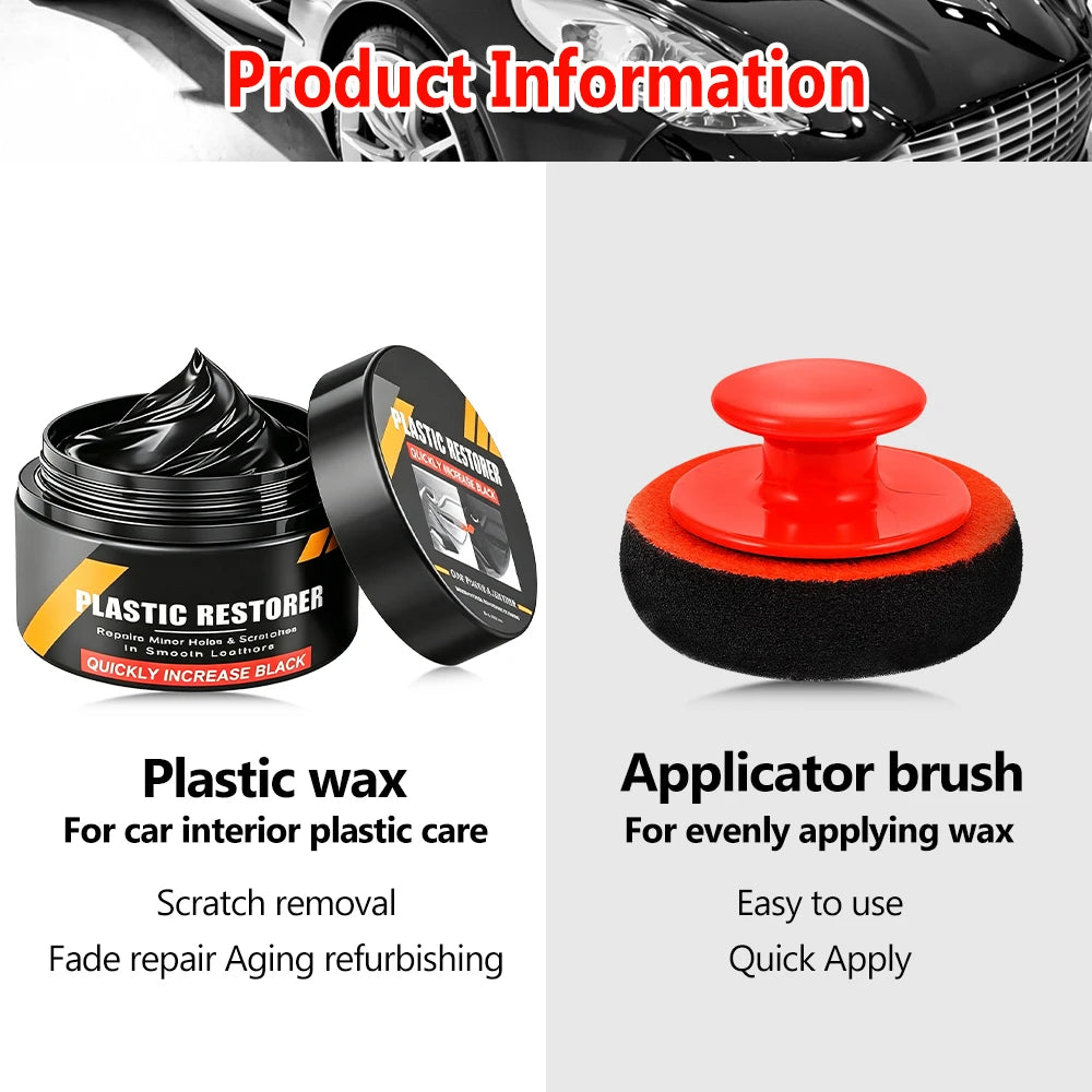 Universal Car Plastic Care Cream for Interior Exterior, Remove Scratches & Aging, Polish Gloss Prevent Whitening Refinish Wax