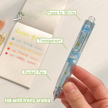 4 Pcs Fun Fruit Scented Pocket Pens 0.5mm Colorful Quick-Drying Gel Pen Fashion Simple Transparent Journaling Drawing Pen