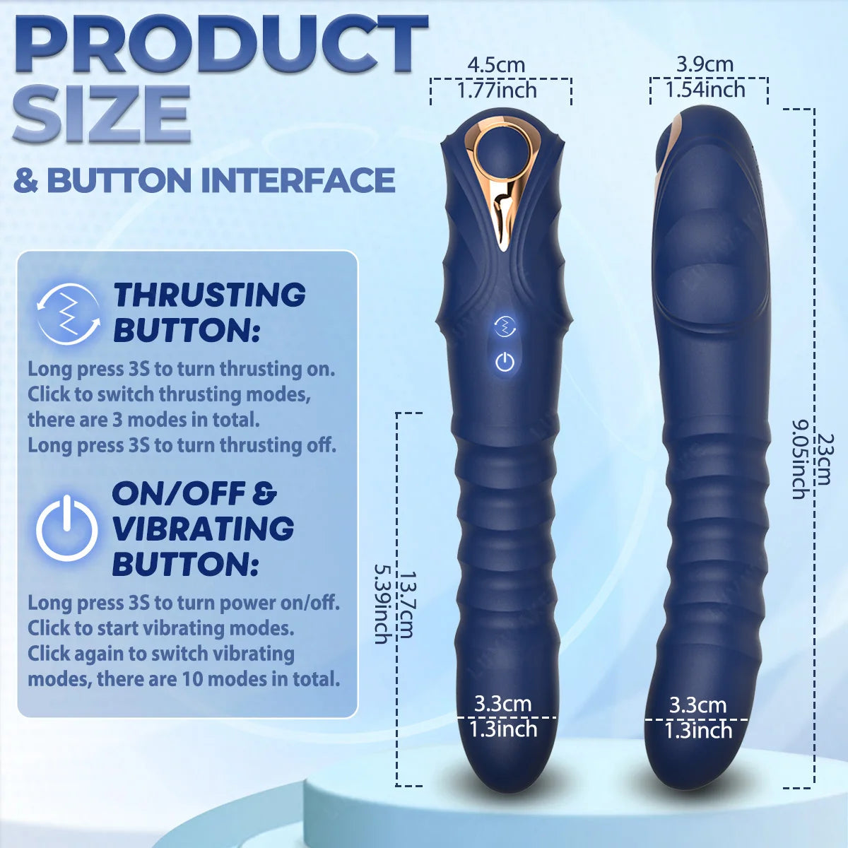 Thrusting Vibrator G Spot Vibrator Anal Dildo with 10 Vibrating 3 Thrusting Liquid Silicone Vaginal Massage Clitoris Stimulator