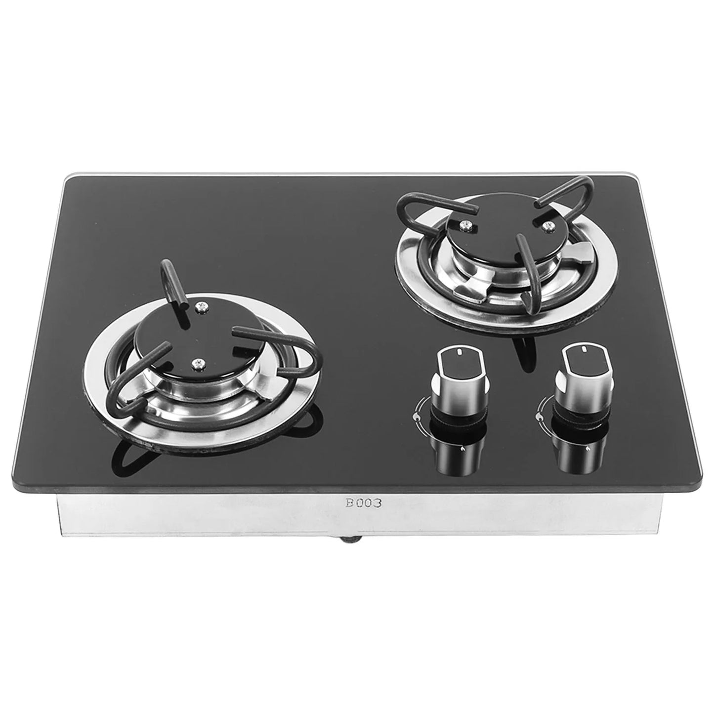 RV Gas Stove 2 Burners 1.8Kw Power Tempered Glass Panel Easy to Clean Gas Cook Top for Boat Caravan Camper