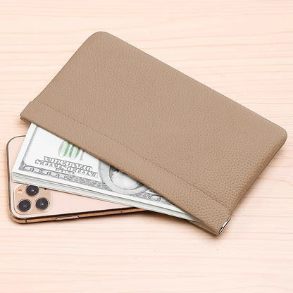 Self-Closing Artificial Leather Long Wallet Passport Driver's License ID Holder Headphone Data Cable Storage Cash Pouch