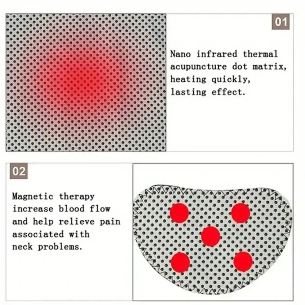 Self-heating neck brace equipped with magnetic neck massage function, providing relaxation without additional equipment