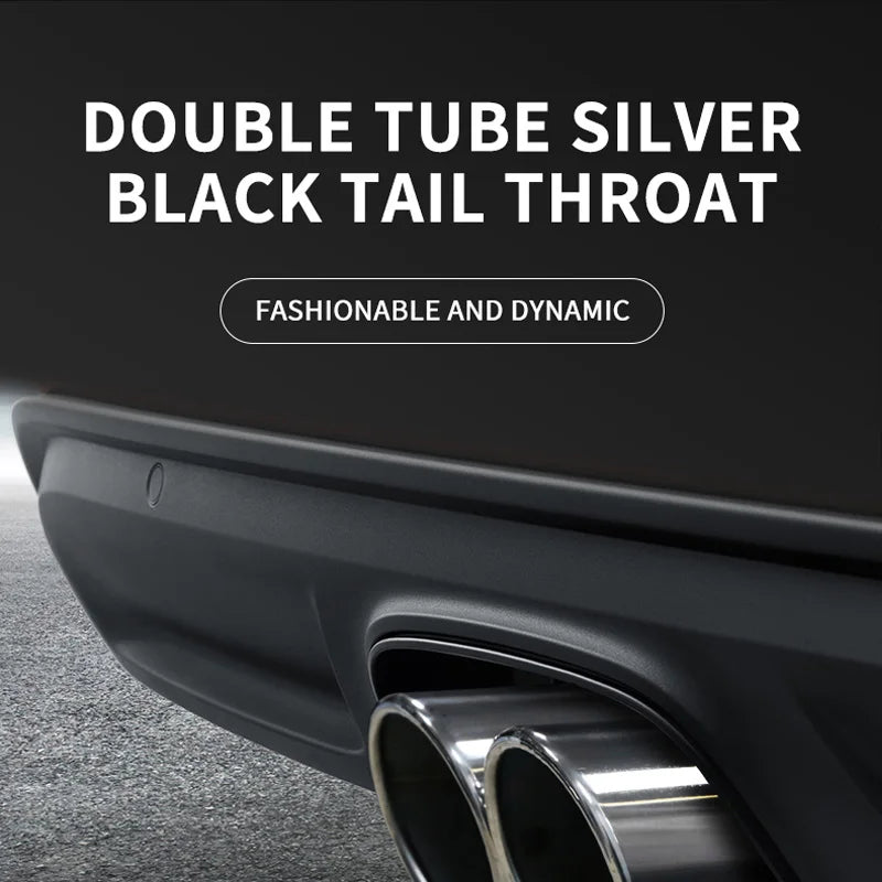 1PCS 2.5" Inlet Decoration Chrome Tail Pipe Car Styling Car Exhaust Trim Muffler Pipe Tail Stainless Steel Curved Double Outlet