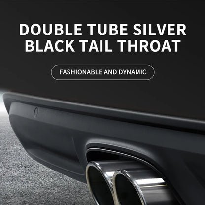 1PCS 2.5" Inlet Decoration Chrome Tail Pipe Car Styling Car Exhaust Trim Muffler Pipe Tail Stainless Steel Curved Double Outlet