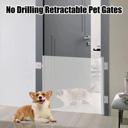 Dog Gate Indoor Puppy Gate Retractable Dog Fence Wide Barrier No Drilling Screen Pet Supplies Child Safety for Hallways Stairs