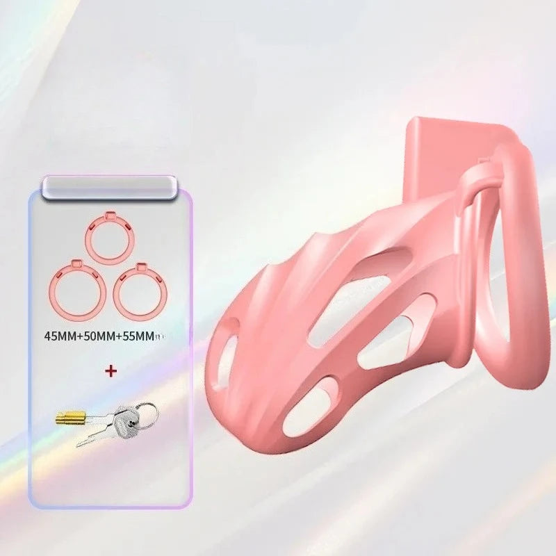 New Sissy Simulation Vagina Chastity Cock Cage Sex Toy with 4 Size Cock Ring Bdsm Penis Urethral Lock Adult Toy for Men