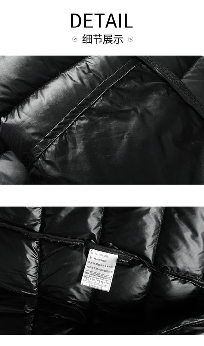 Men's Stand-Collar Hooded Lightweight Down Jacket for Winter - 90% Duck Down, Sporty, Warm & Versatile (Couple Style Available)