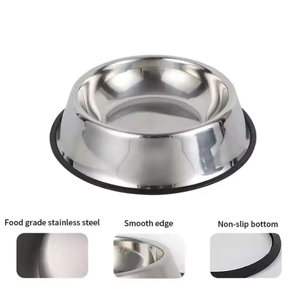 Steel Pet Dog Bowl Feeder Skidproof Anti-ant Food Water Drink Dishes Feeder Dog Bowls Food Accessories Pet Supplies