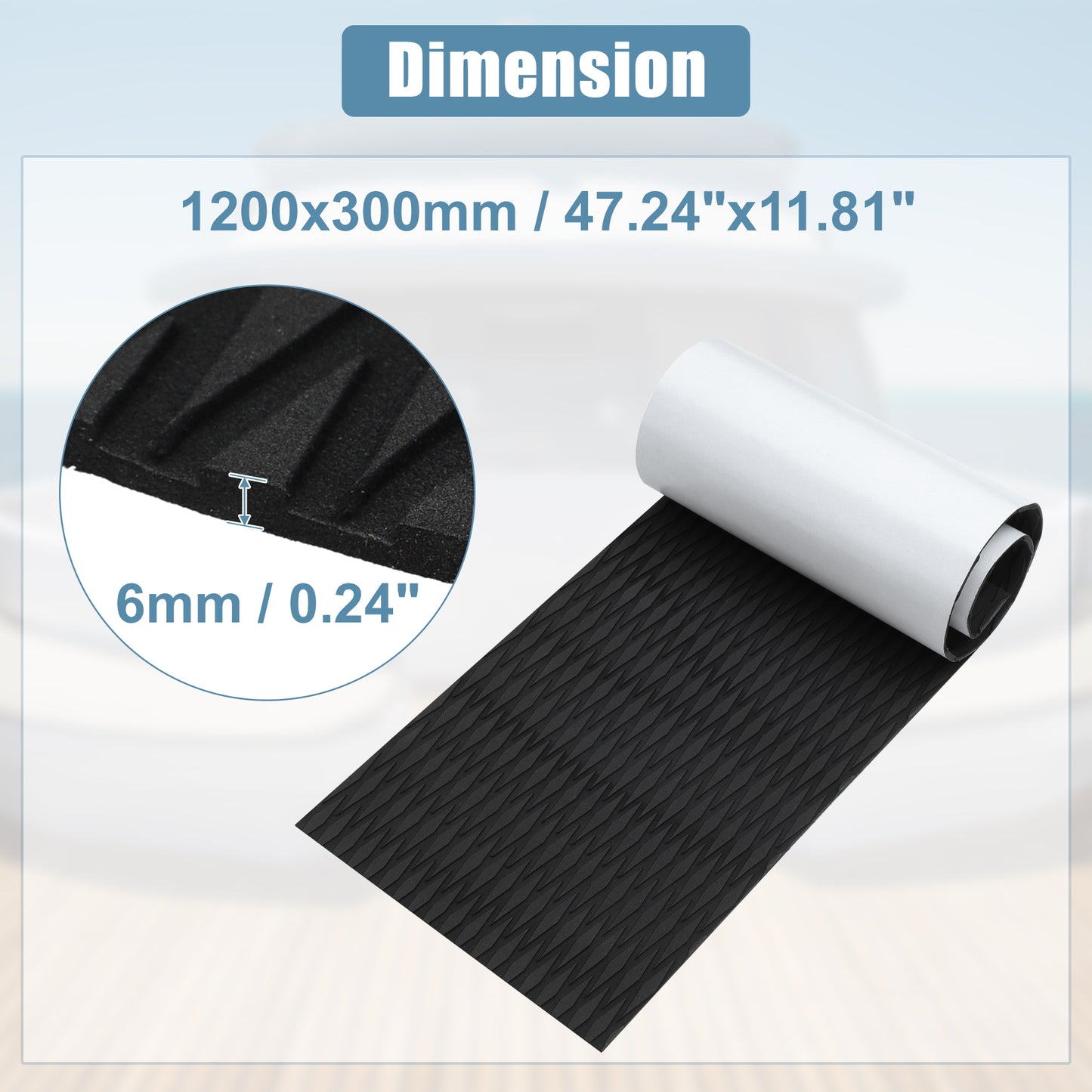 Uxcell 1200X300X6mm EVA Faux Teak Decking Sheet Carpet Non-Slip Self-Adhesive  for Boat Yacht Marine Deck Pad RV Car Flooring