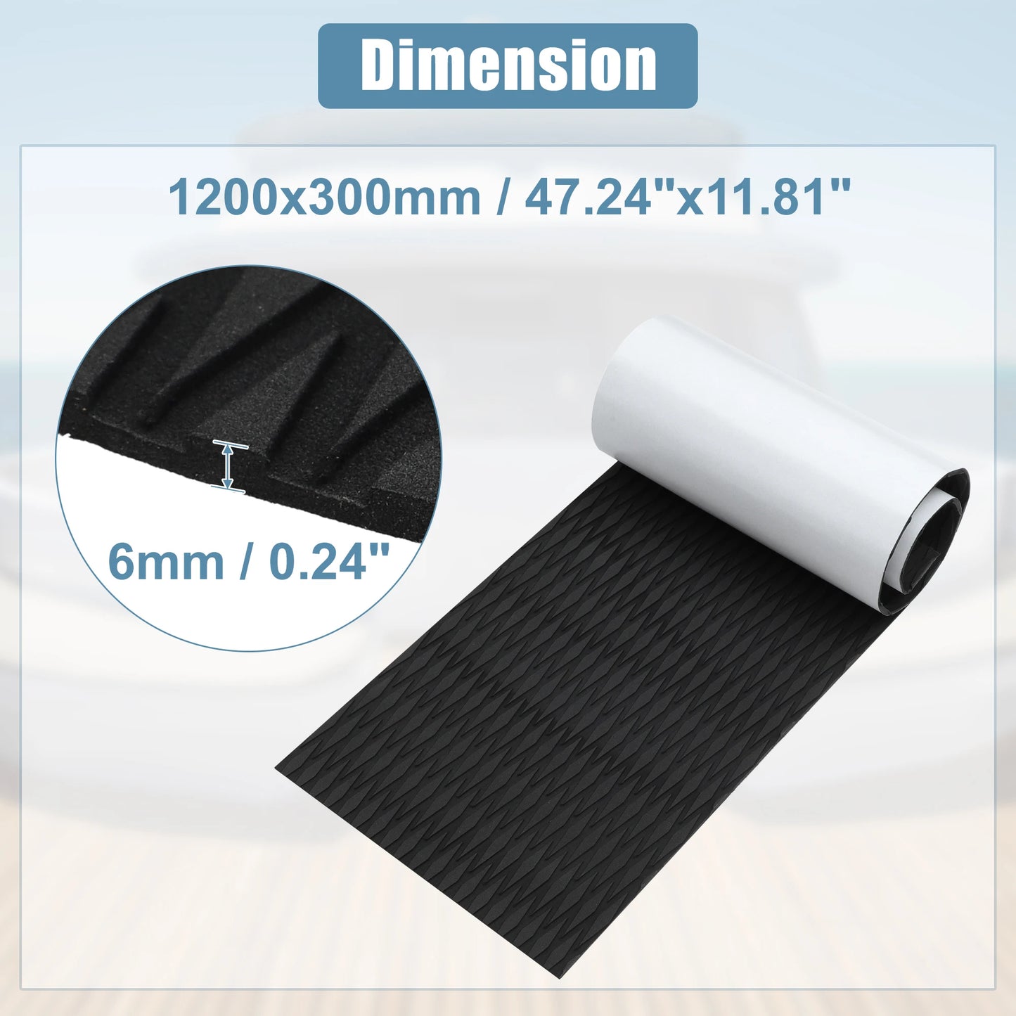 Uxcell 1200X300X6mm EVA Faux Teak Decking Sheet Carpet Non-Slip Self-Adhesive  for Boat Yacht Marine Deck Pad RV Car Flooring