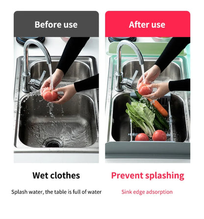 Silicone Sink Splash Guard Kitchen Sink Washbasin Water Barrier Sink Splash Cover with Suction Cup Kitchen Utensils