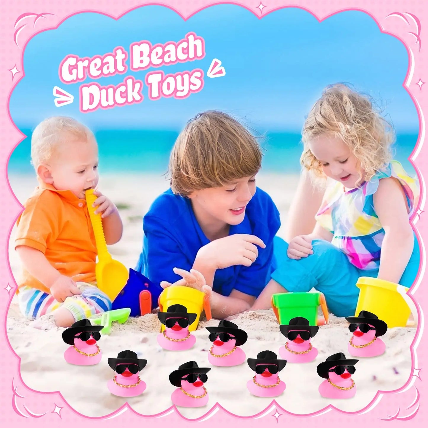 6/12/24 pcs Pink Cowboy Rubber Duck Mini Yellow Duckies Bath Toy Tiny Ducks Bathtub Toy with Cowboy Hat Paisley