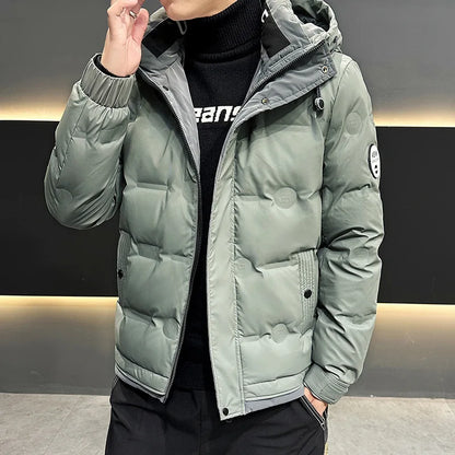 Hip Hop Men's Lightweight Hooded Down Jackets Winter Fashion Windbreaker Thick Warm Coats Outdoor Sport White Duck Down Jacket