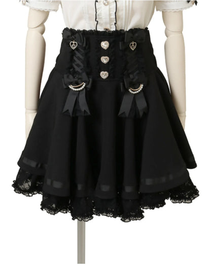 Japanese Liz Skirt High Waist Thin Kawaii Cute Bow Lolita Skirts Women Summer New Elastic High Waist Ruffle Short Pleated Skirt