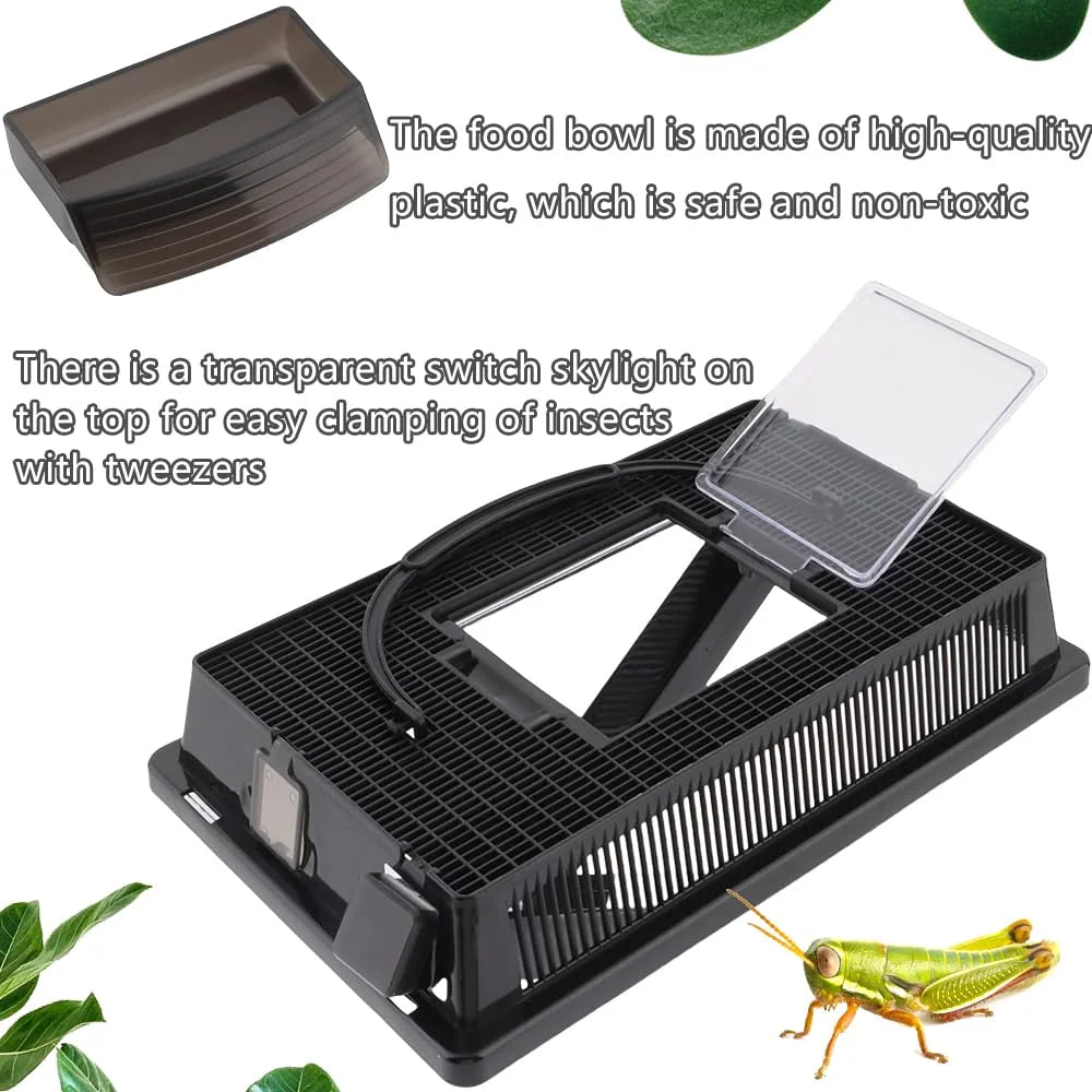 Insect Breeding Box Clear Cricket Keeper Escape Proof Reptile Feeder Habitat Ventilated Bug Terrarium Container Easy Clean