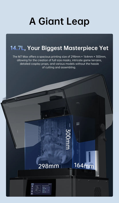 ANYCUBIC Photon Mono M7 Max 14.7L Ultra-Large Print Volume UV Resin 3D Printer Printing Size 298x168x300mm