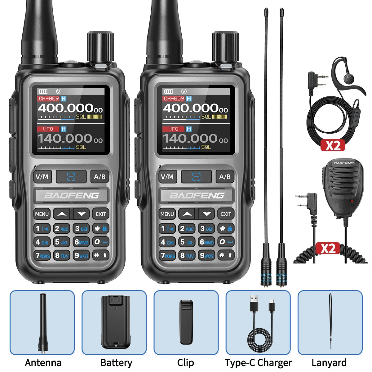 BAOFENG UV-5R Mini Walkie Talkie Multi Band Bluetooth Programming Wireless Copy Frequency 999CH AM FM Long Range Two Way Radio