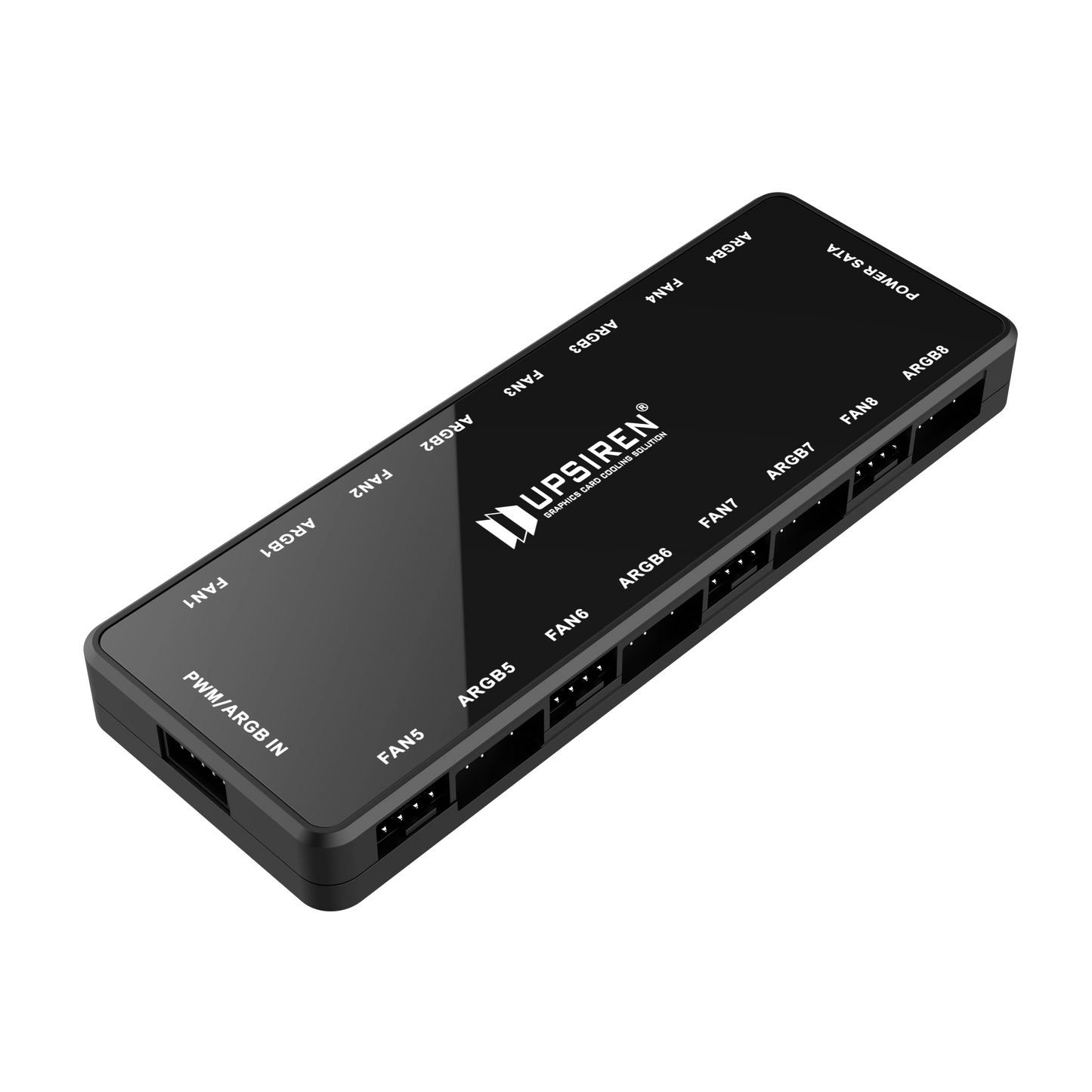 UPSIREN HU-8 Chassis Fan Hub，8 Sets of ARGB and PWM Interfaces,Bottom magnetic design，Support motherboard synchronization