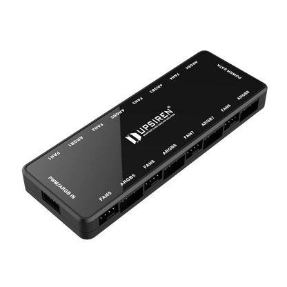 UPSIREN HU-8 Chassis Fan Hub，8 Sets of ARGB and PWM Interfaces,Bottom magnetic design，Support motherboard synchronization