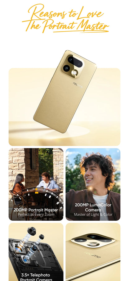 realme Smartphone 16 Pro Plus 5G 200MP Luma Color Camera 50MP Telephoto Camera 700omAh Battery 80w Charge Snapdragon 7 Gen 4