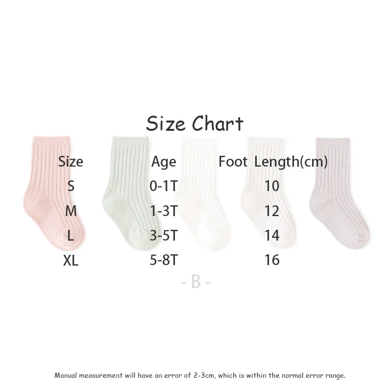MILANCEL New Autumn Kids Socks Girls Solid Color Mid Tube Socks Children Sock 5 Pairs a Lot